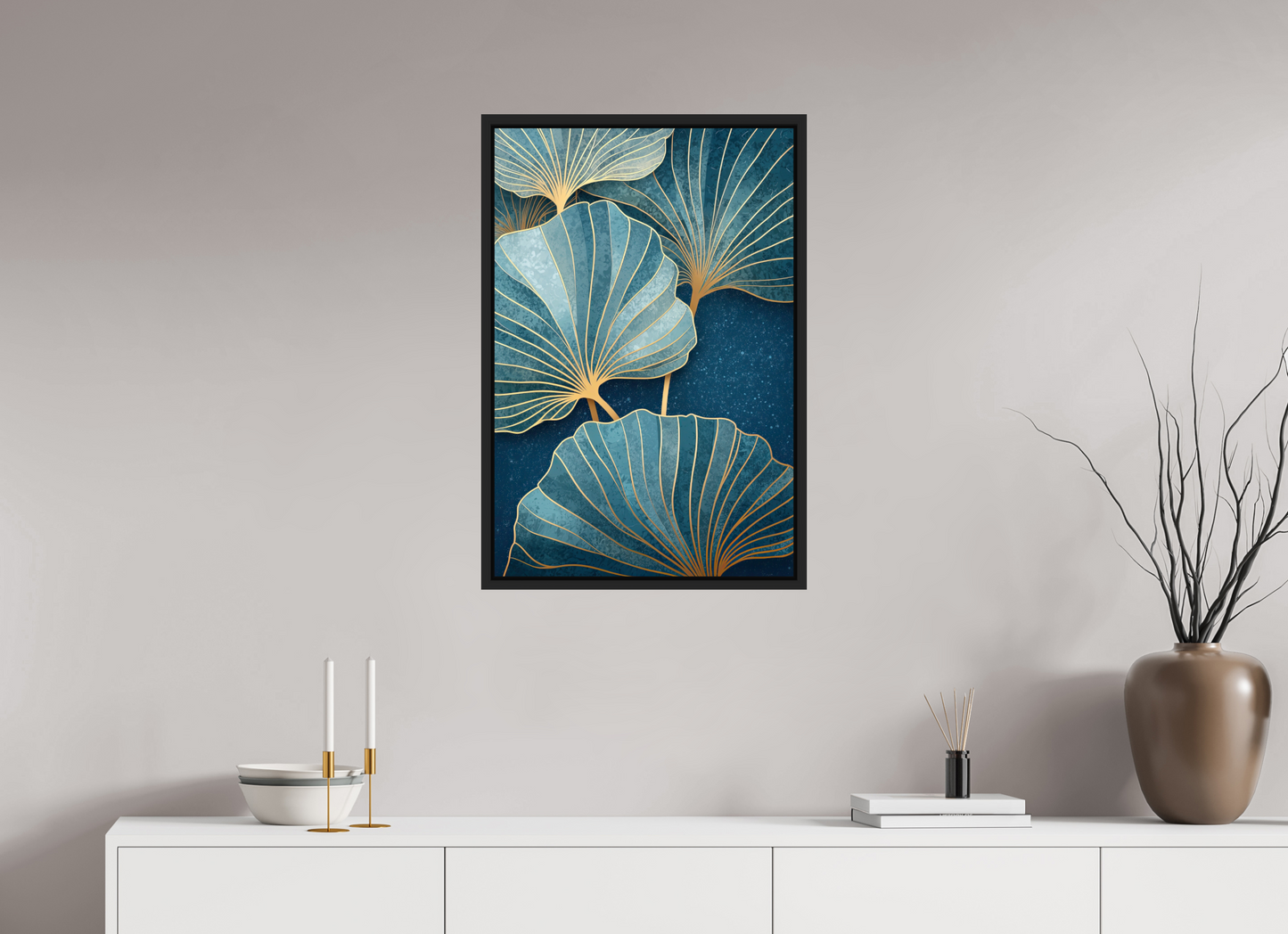 20 x 30″, Fine Art Print on Aluminum Dibond with Boarder Art Deco Flowers 2