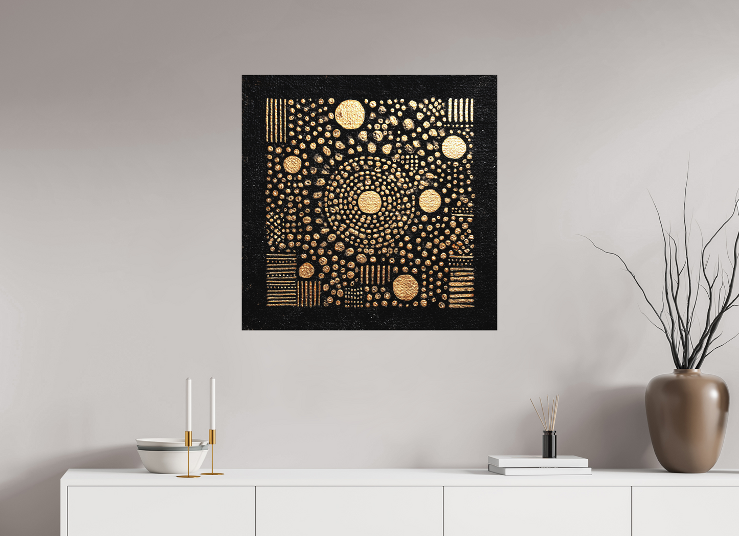 30 x 30″, Photo Print on Aluminum Backing Gold QR