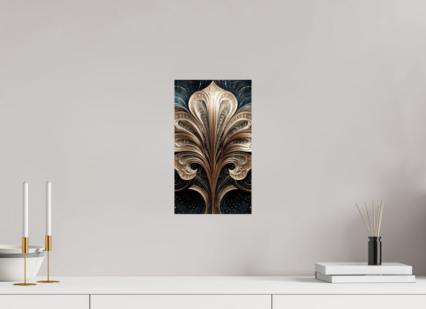8 x 13.9″, Fine Art Print On Aluminum Dibond Art Deco Abstract Flower 1