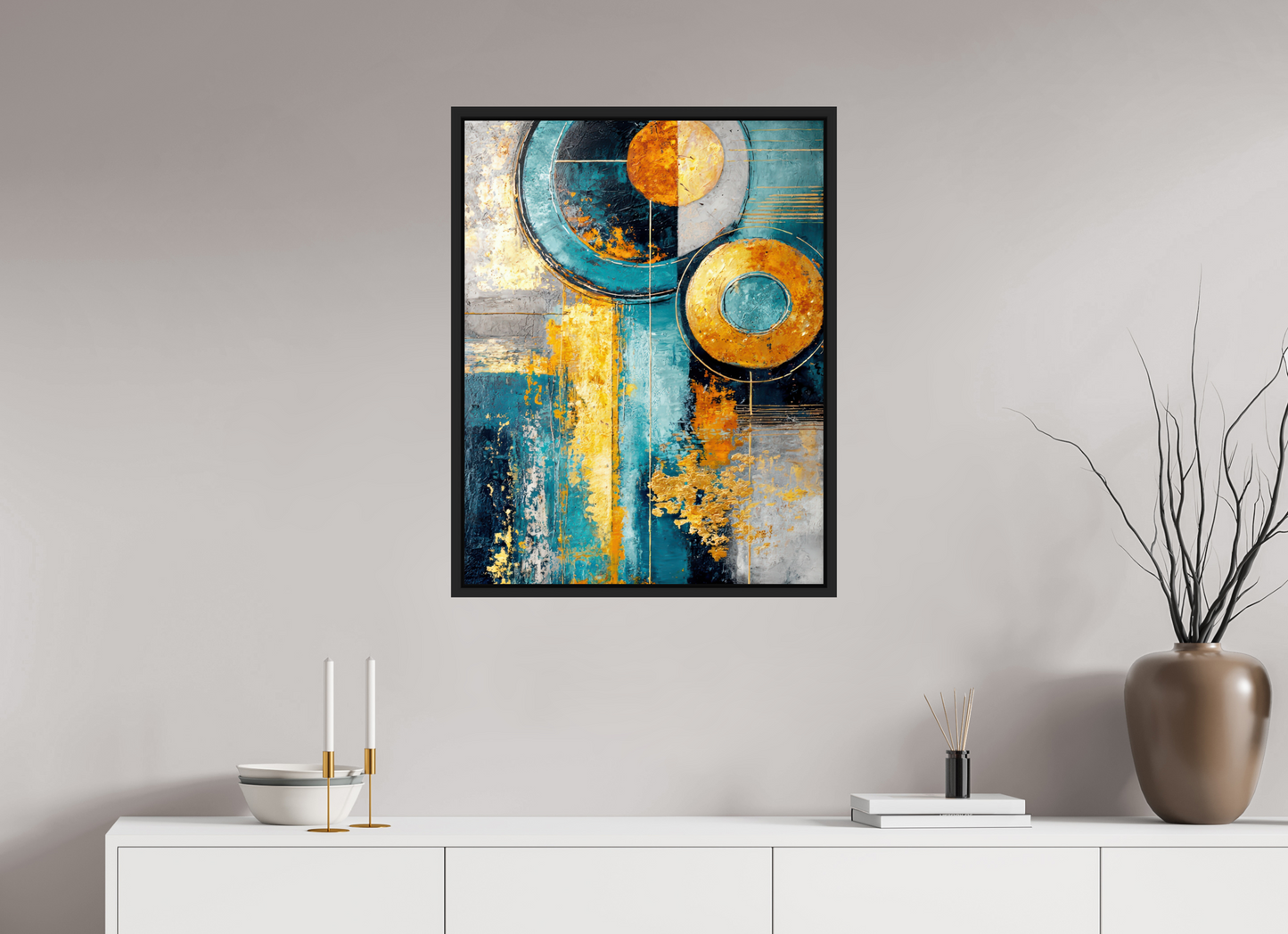 24 x 31″, Fine Art Print on Aluminum Dibond with Boarder Abstract Gold Paint 3