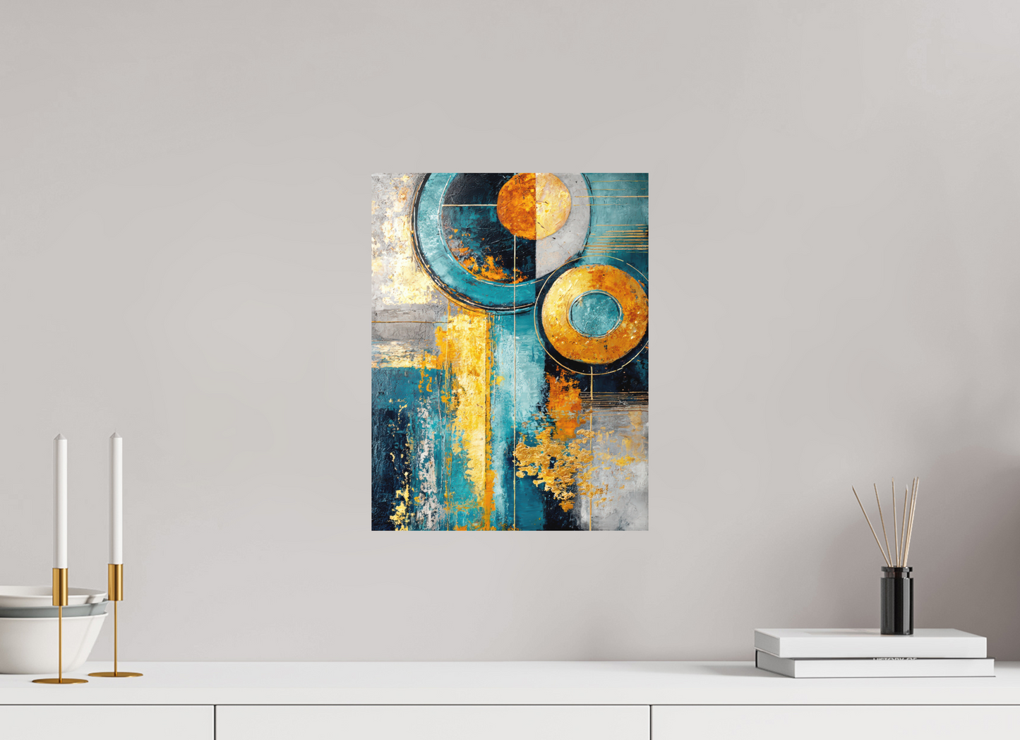 12 x 15.5″, Photo Print on Aluminum Backing Abstract Gold Paint 3