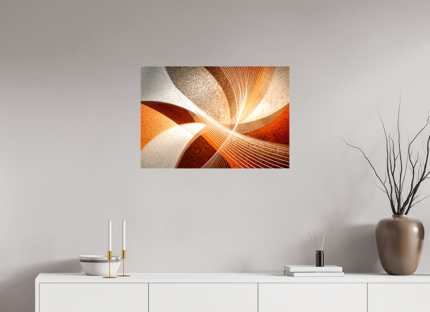 29.3 x 20″, Glossy Canvas Orange & White Swirl