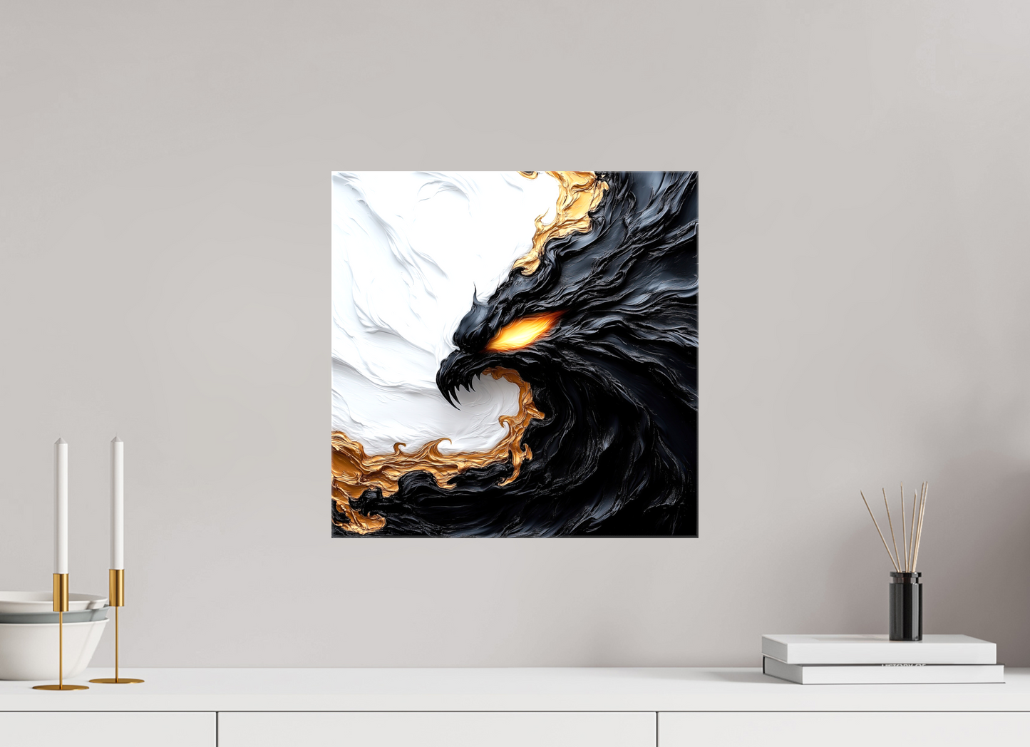 15 x 15″, Glossy Canvas Yin Yang Bird