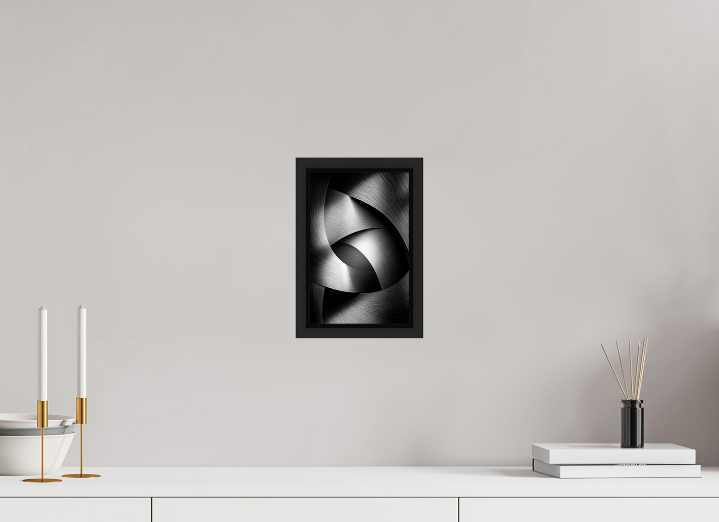 6 x 9.2″, Fine Art Print on Aluminum Dibond with Boarder Abstract B&W 4