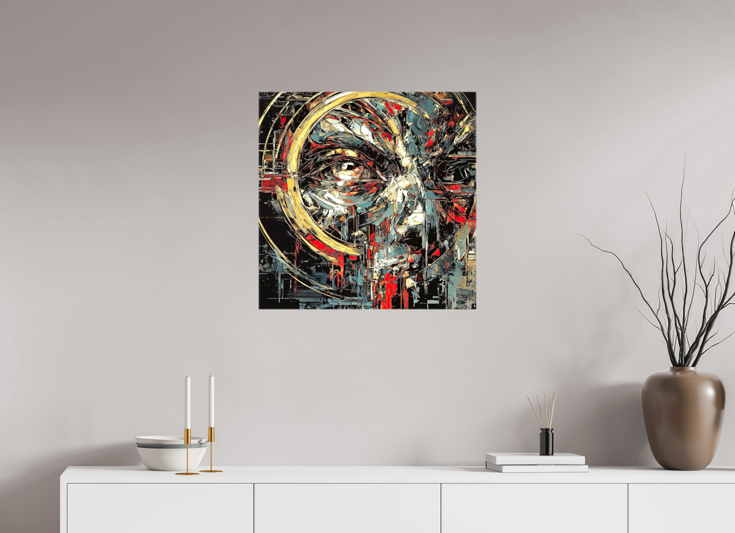 25 x 25″, Glossy Canvas Abstract Male Eye