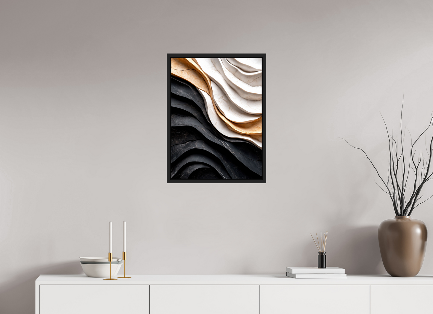 18 x 24″, Fine Art Print on Aluminum Dibond with Boarder Marble Wave