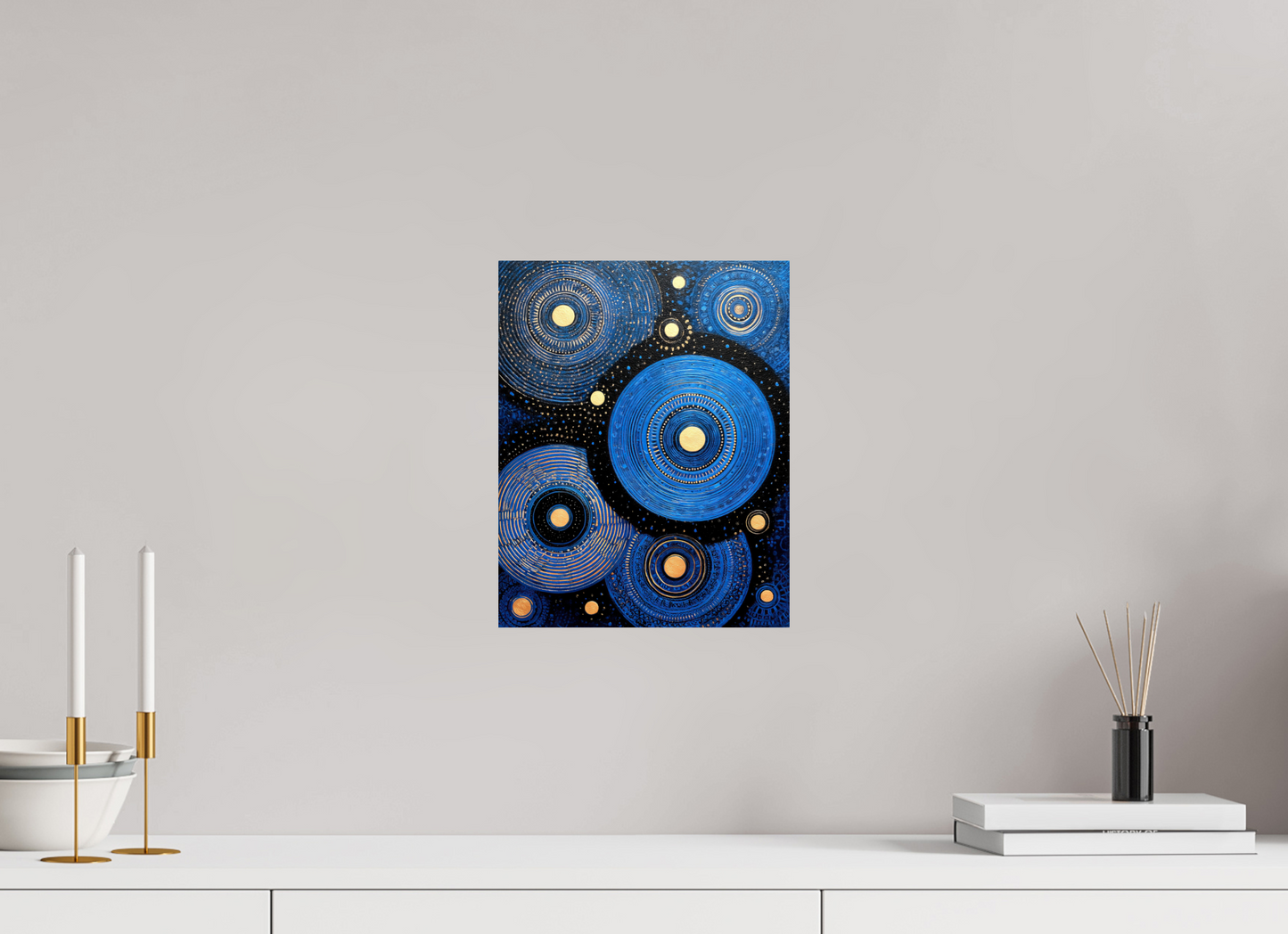 10 x 12.6″, Fine Art Print On Aluminum Dibond Blue Circles