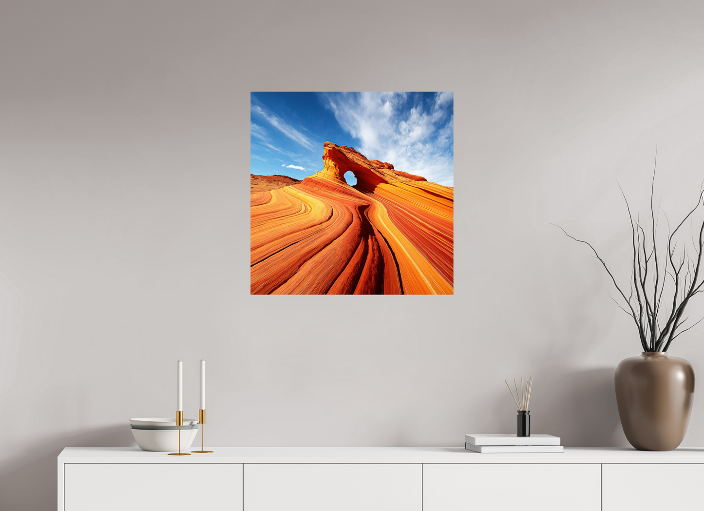 25 x 25″, Fine Art Print On Aluminum Dibond Desert Rock Formation