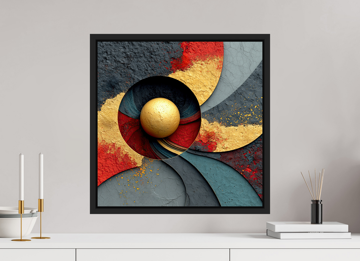 20 x 20″, Fine Art Print on Aluminum Dibond with Boarder Gold Ball