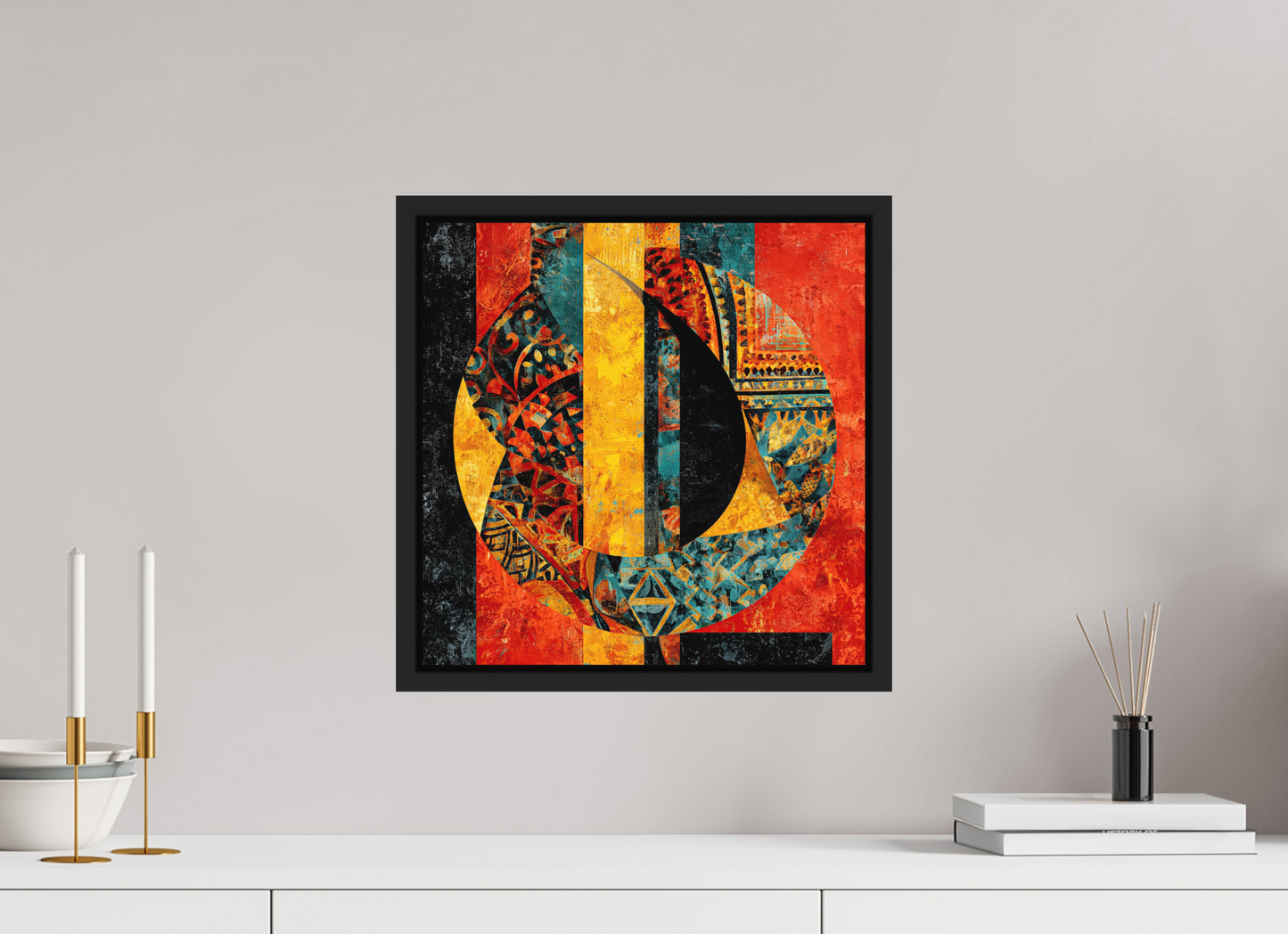 15 x 15″, Photo Print on Aluminum Backing with boarder Tribal Circle 2