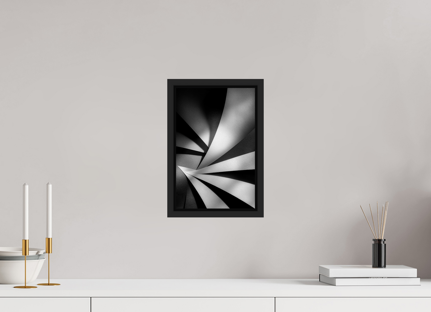 8 x 12.2″, Fine Art Print on Aluminum Dibond with Boarder Abstract B&W 2