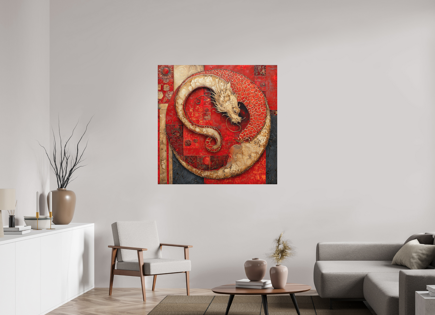 45 x 45″, Photo Print on Aluminum Backing Chinese Dragon
