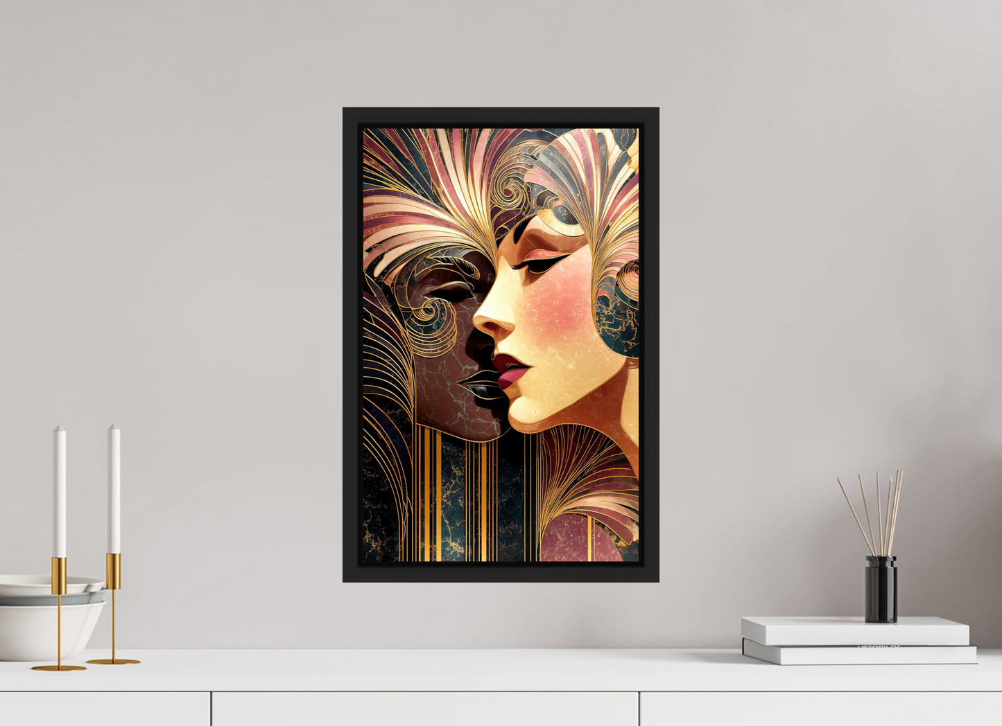 12 x 18.9″, Fine Art Print on Aluminum Dibond with Boarder Art Deco Women