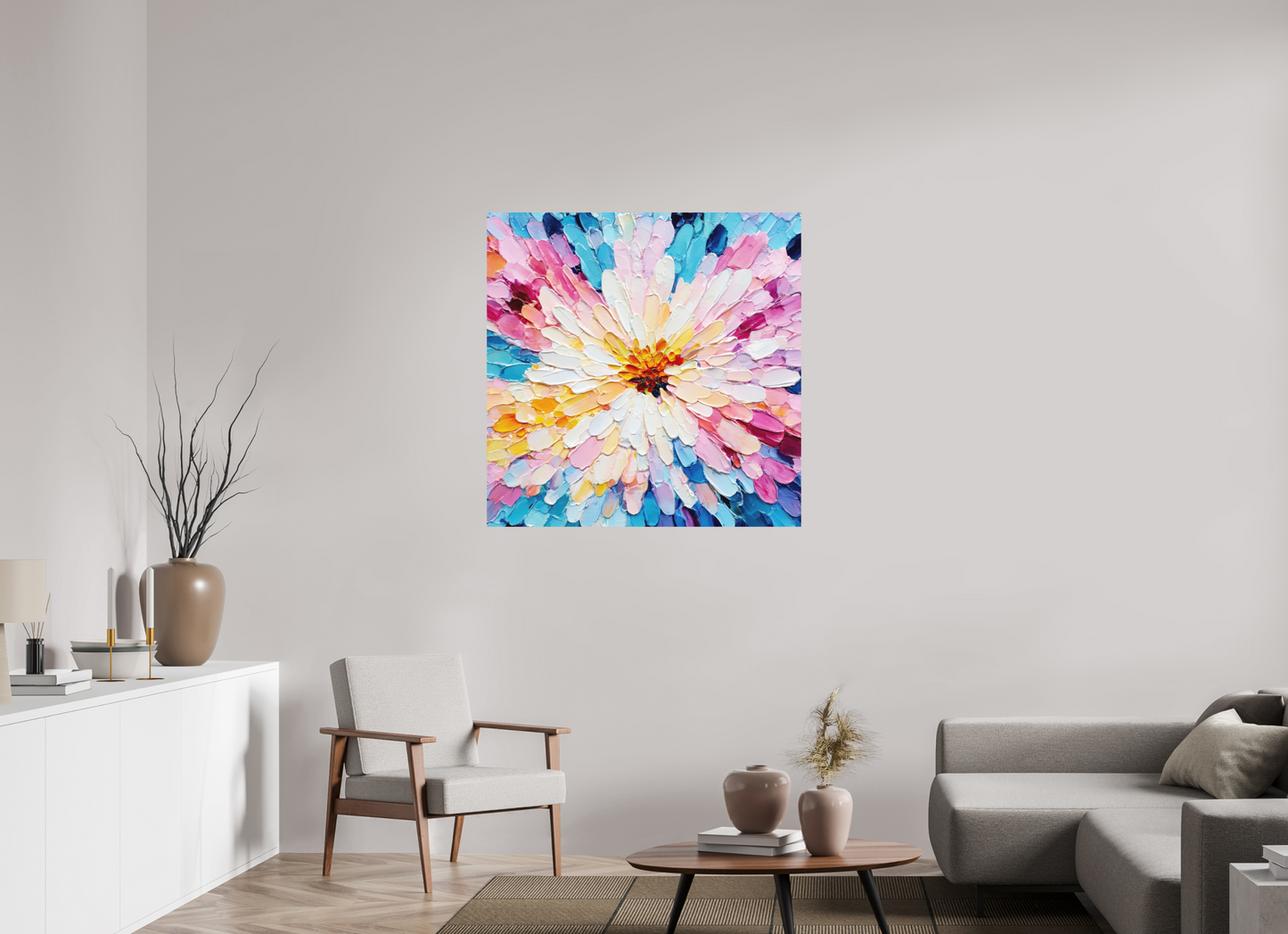 40 x 40″, Photo Print on Aluminum Backing Abstract Paint Flower