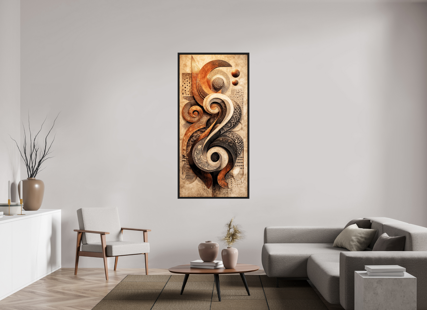 32 x 67″, Fine Art Print on Aluminum Dibond with Boarder Abstract Shapes 2