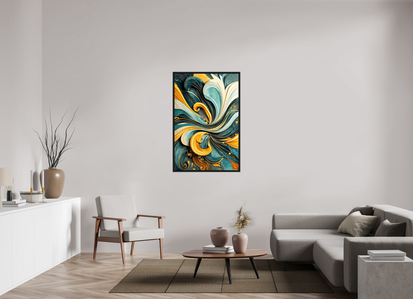 32 x 48.3″, Fine Art Print on Aluminum Dibond with Boarder Abstract Swirl