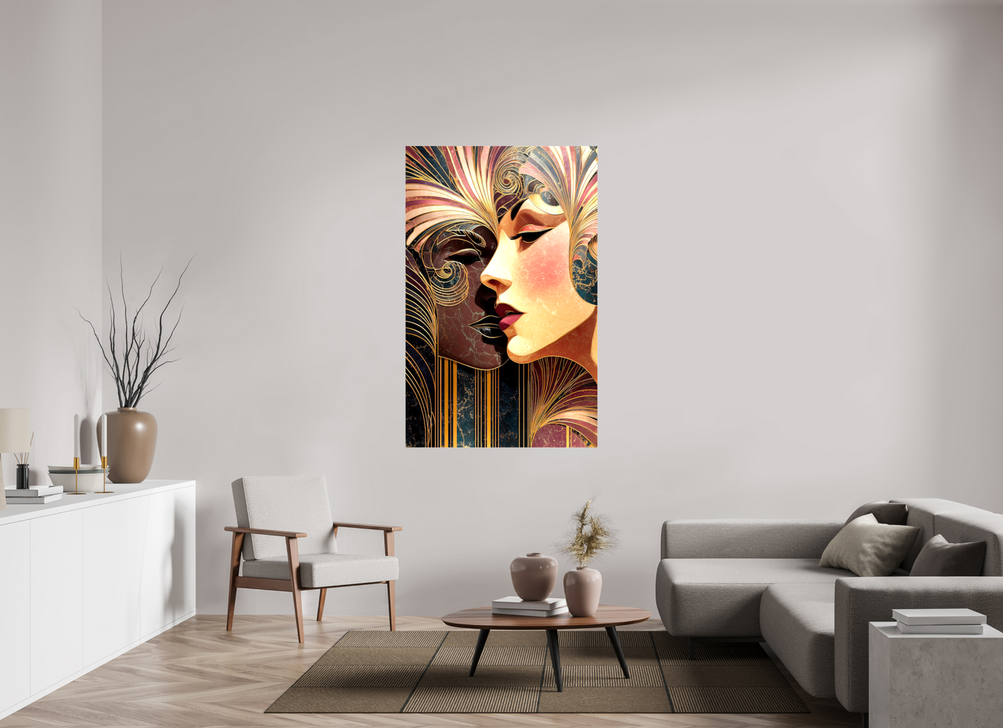 39 x 61.4″, Glossy Canvas Art Deco Women
