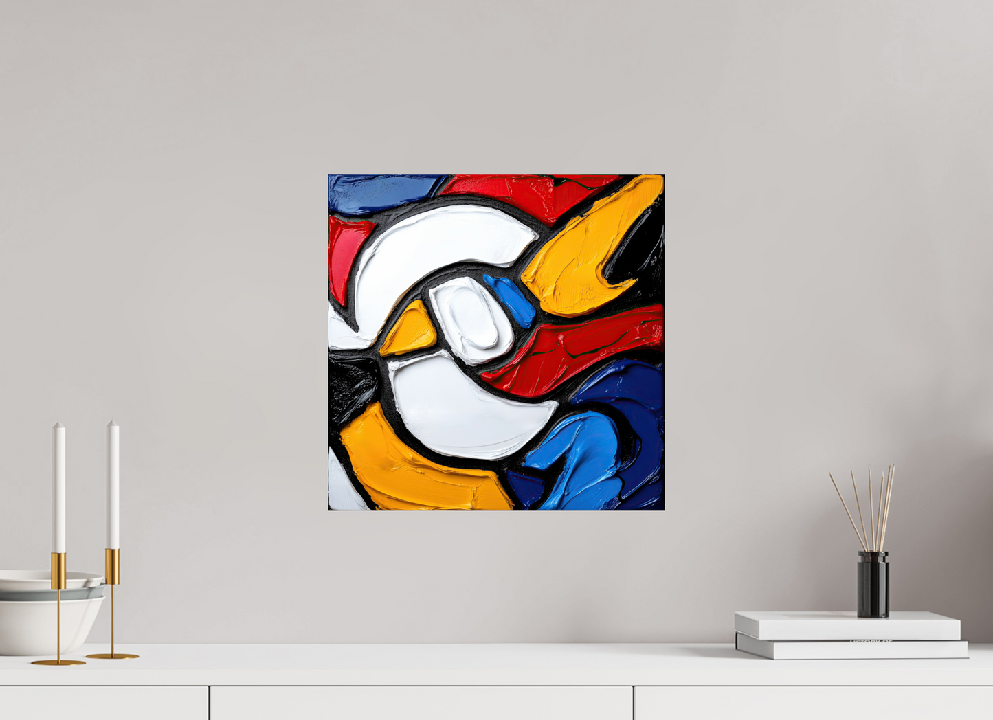 15 x 15″, Fine Art Print On Aluminum Dibond Abstract Paint Bird