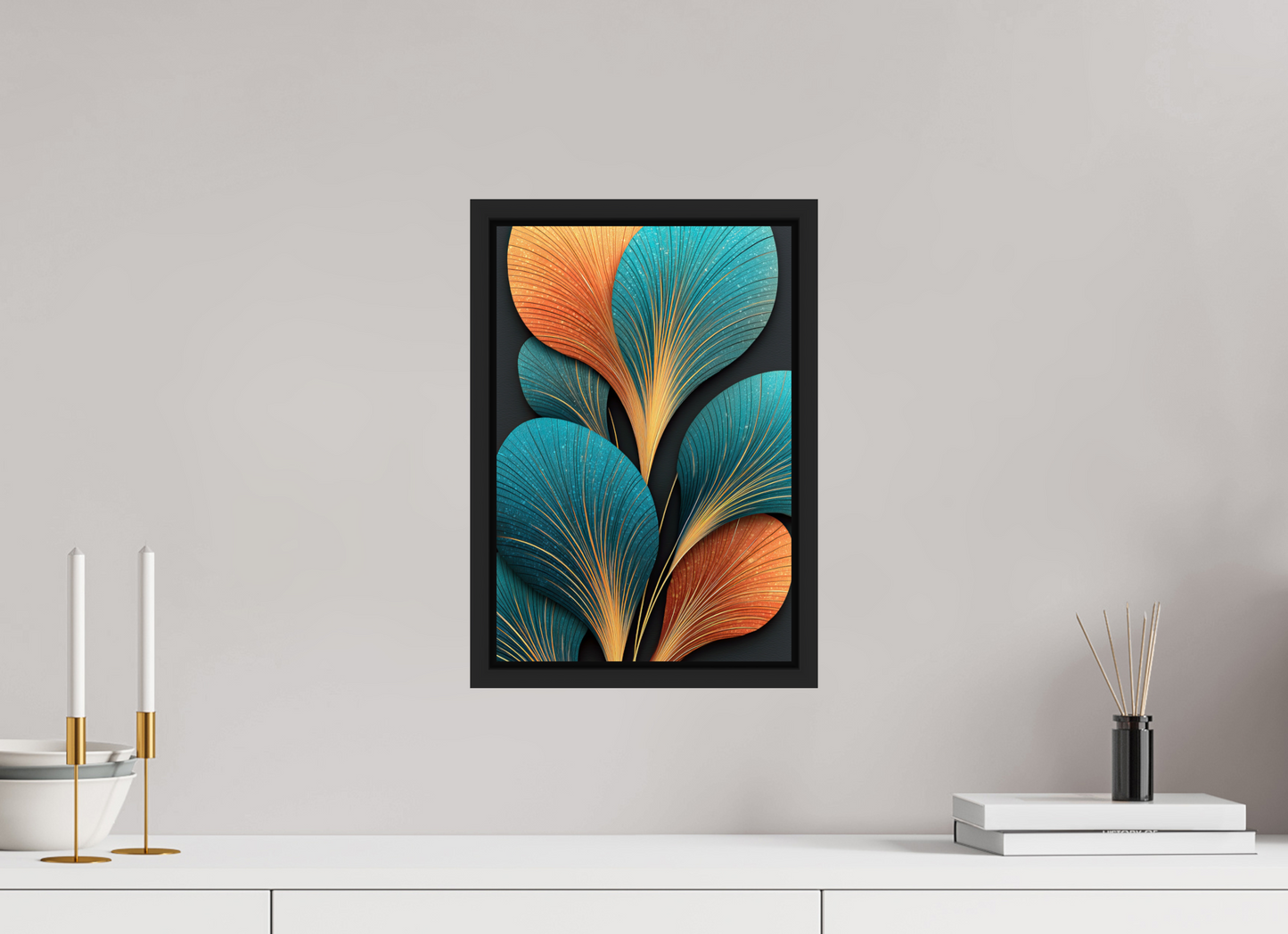10 x 14.8″, Fine Art Print on Aluminum Dibond with Boarder Art Deco Flowers