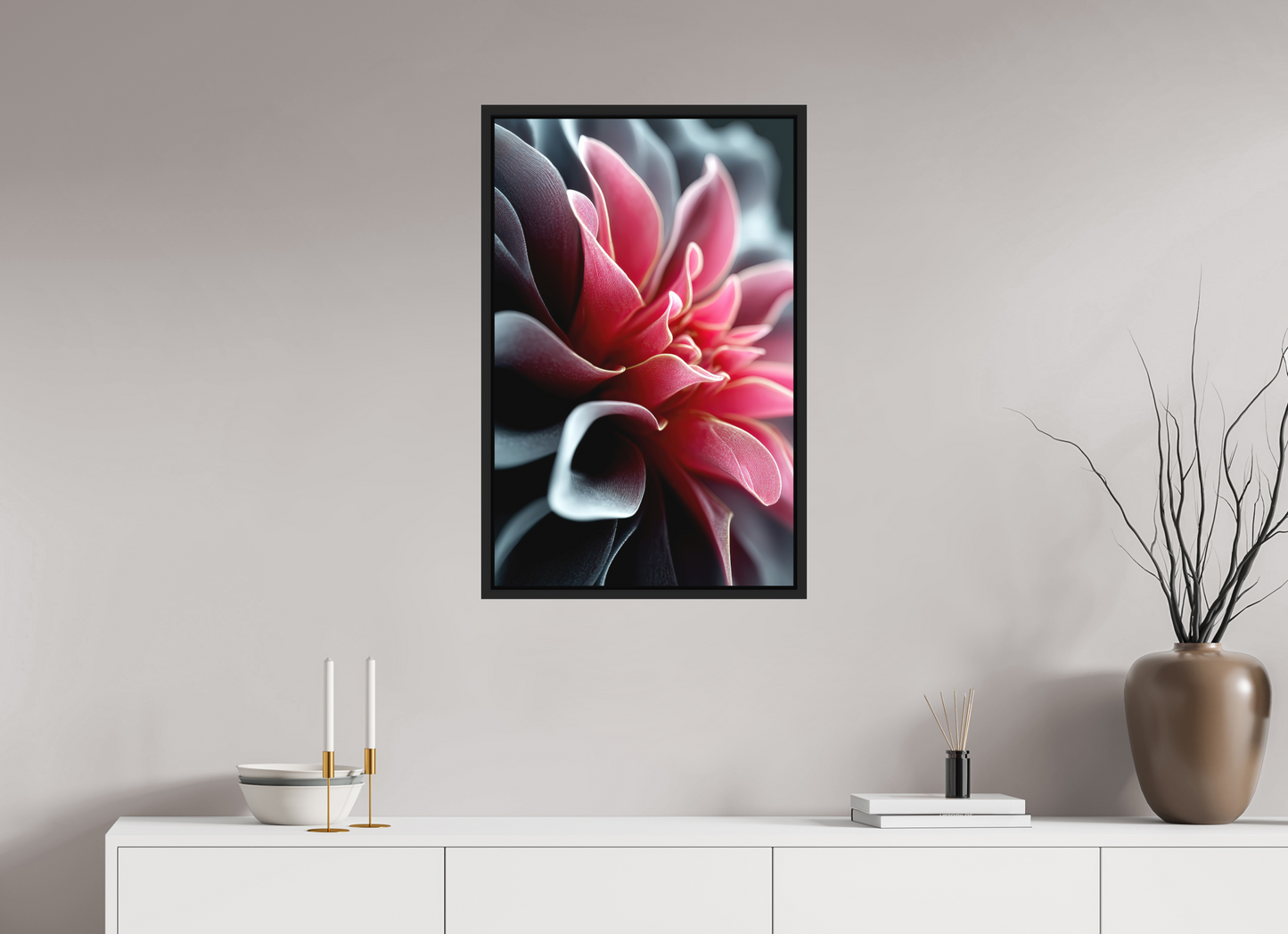 20 x 31.3″, Photo Print on Aluminum Backing with boarder Pink Flower