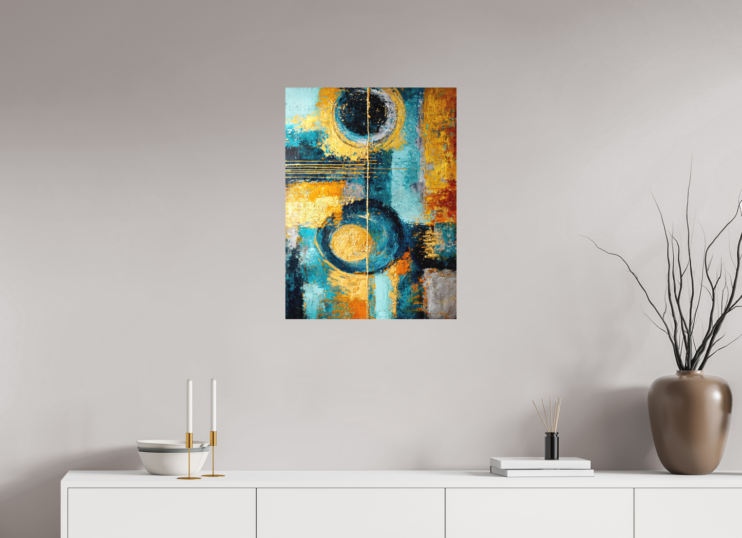 20 x 27.1″, Photo Print on Aluminum Backing Abstract Gold Paint