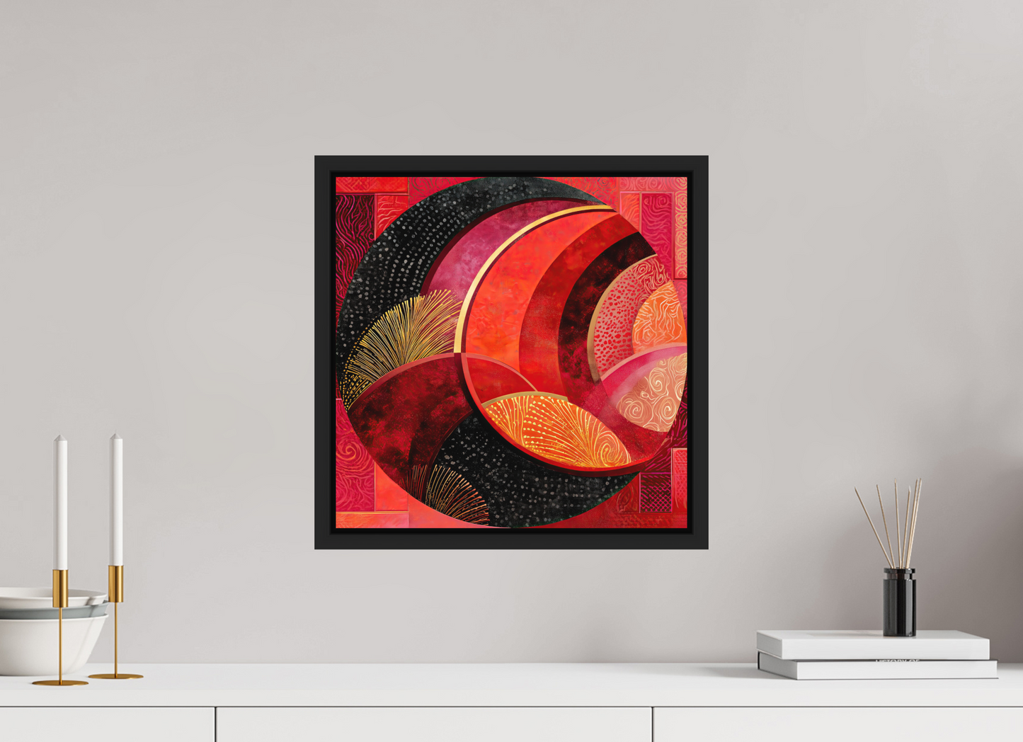 15 x 15″, Photo Print on Aluminum Backing with boarder Art Deco Circle