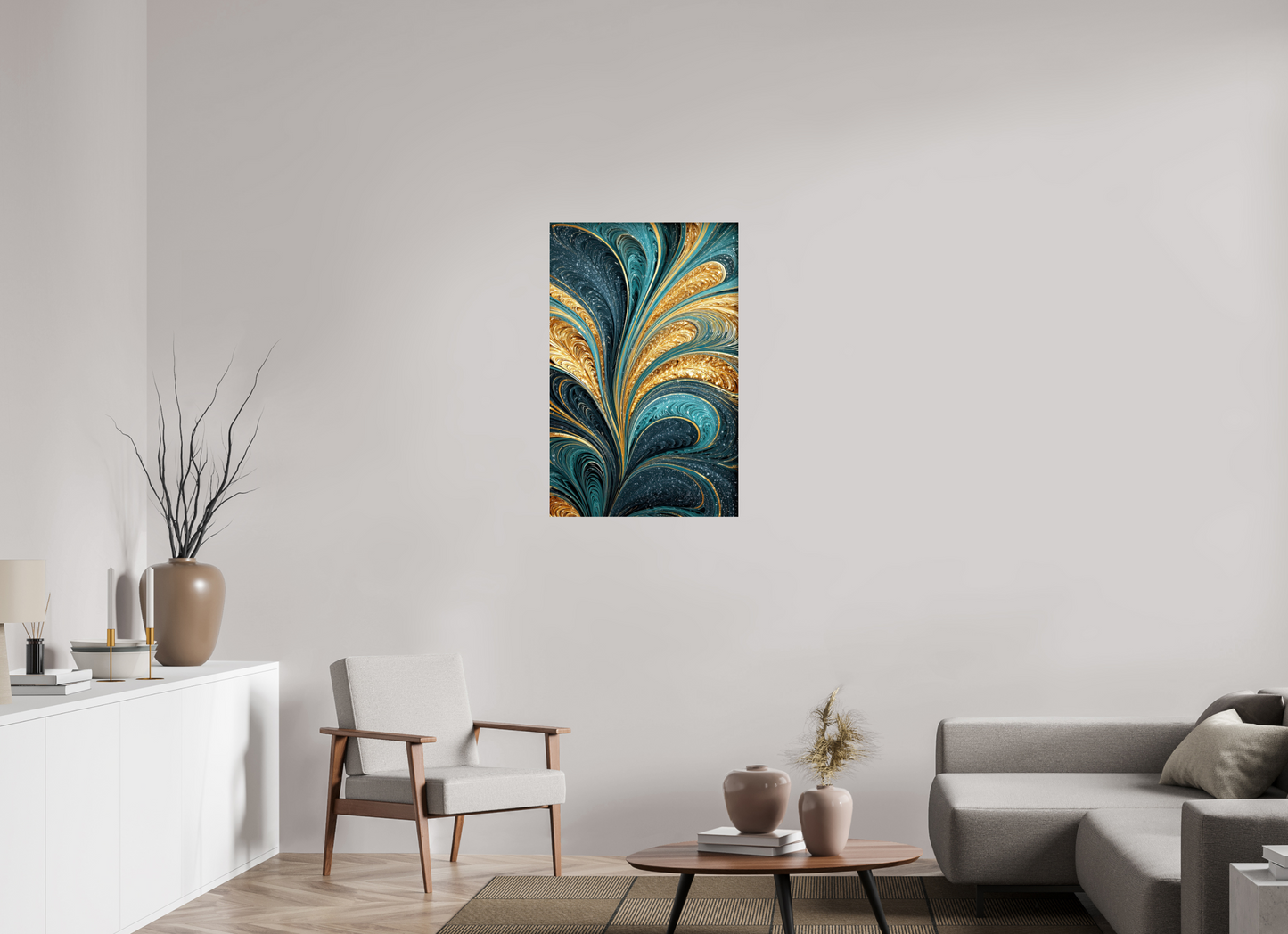 24 x 37.5″, Fine Art Print On Aluminum Dibond Art Deco Swirl