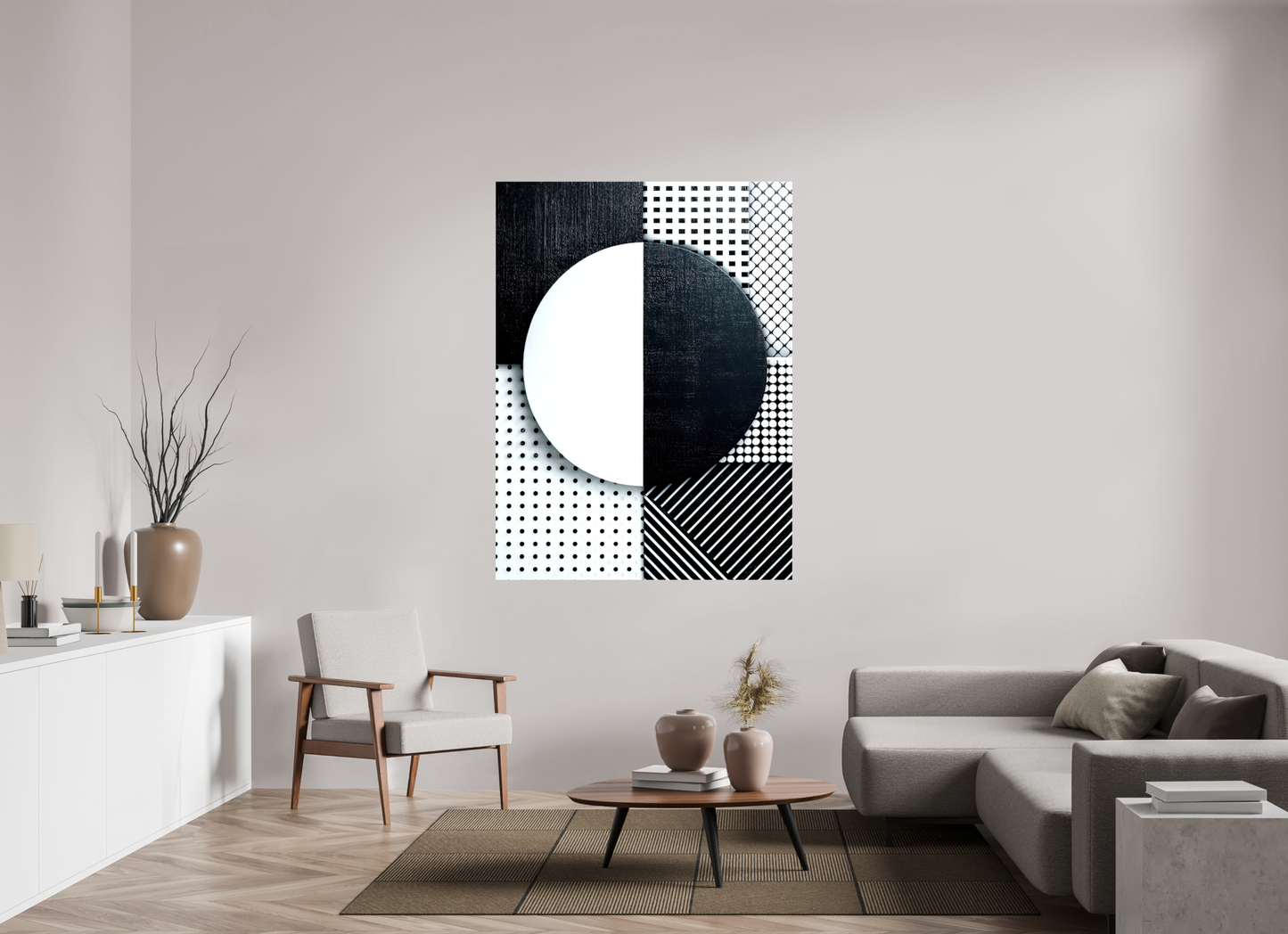 47 x 63.3″, Glossy Canvas Black & White 3