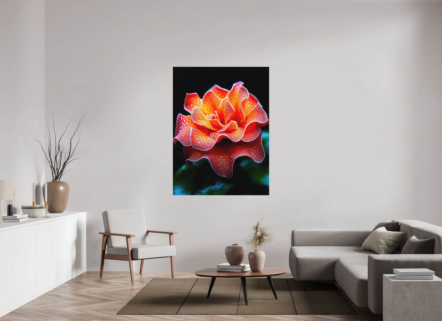 45 x 60″, Photo Print on Aluminum Backing Orange Flower