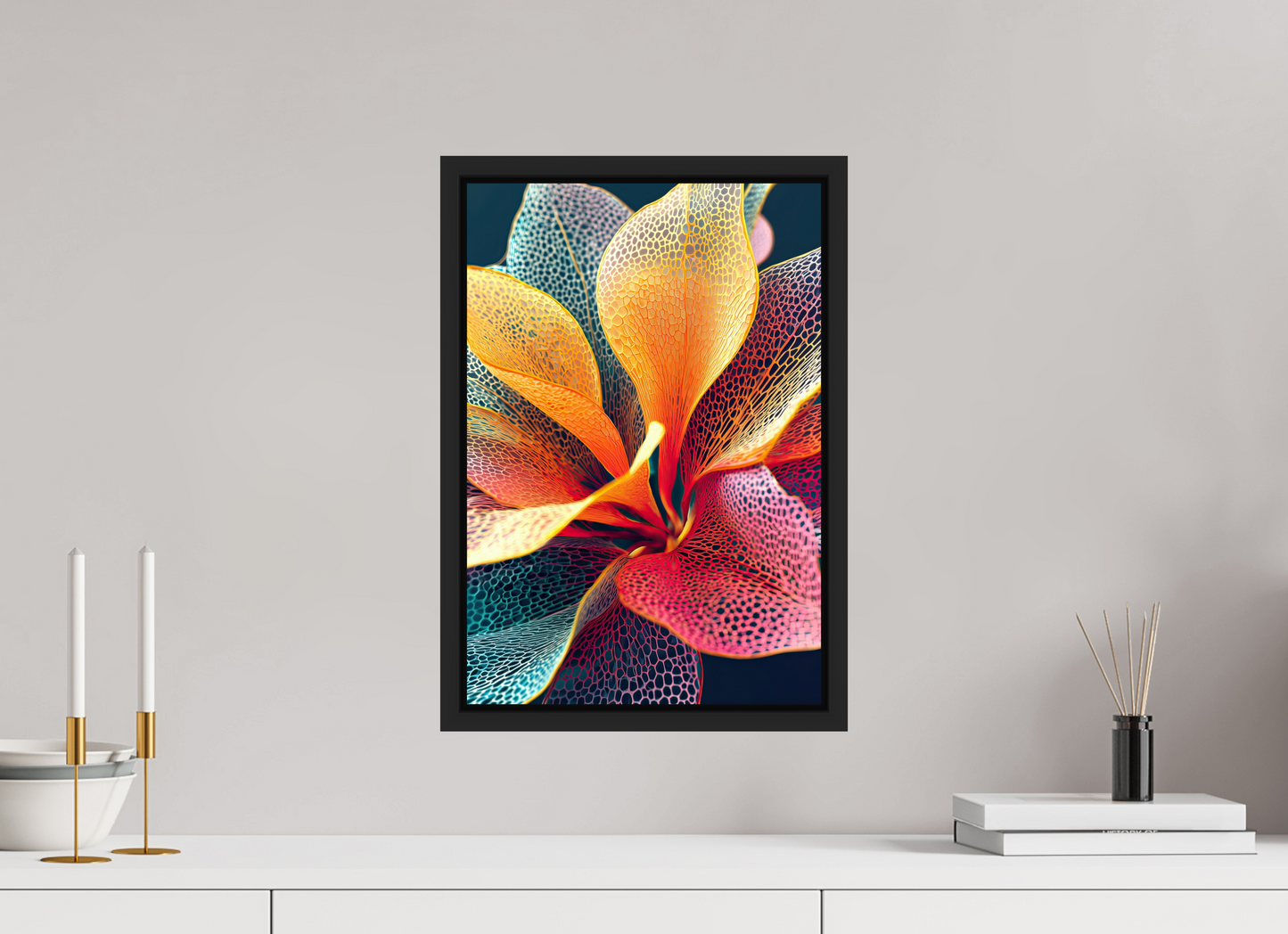 12 x 17.7″, Fine Art Print on Aluminum Dibond with Boarder Colorful Flower