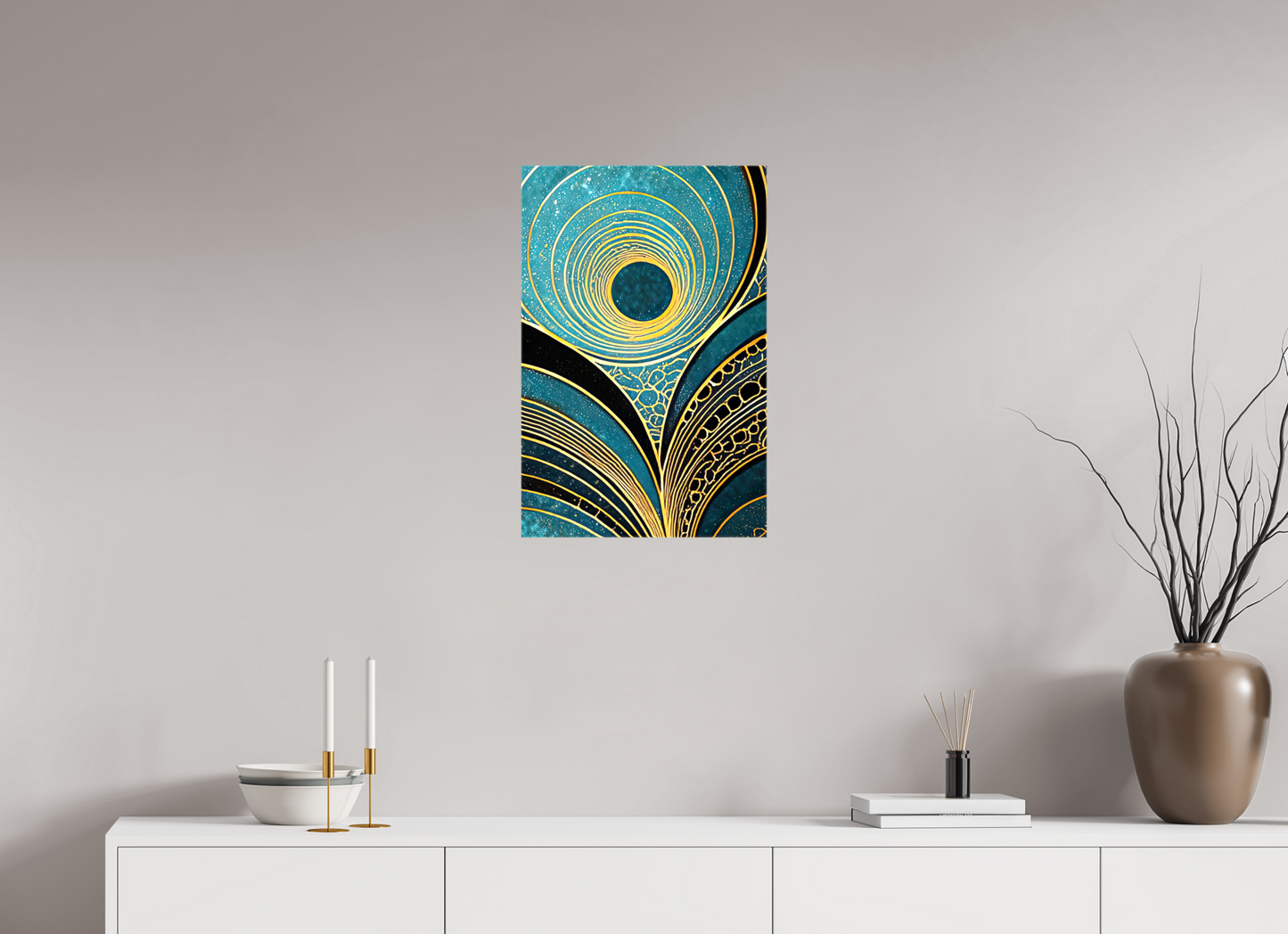 16 x 24.4″, Glossy Canvas Art Deco Teal 1