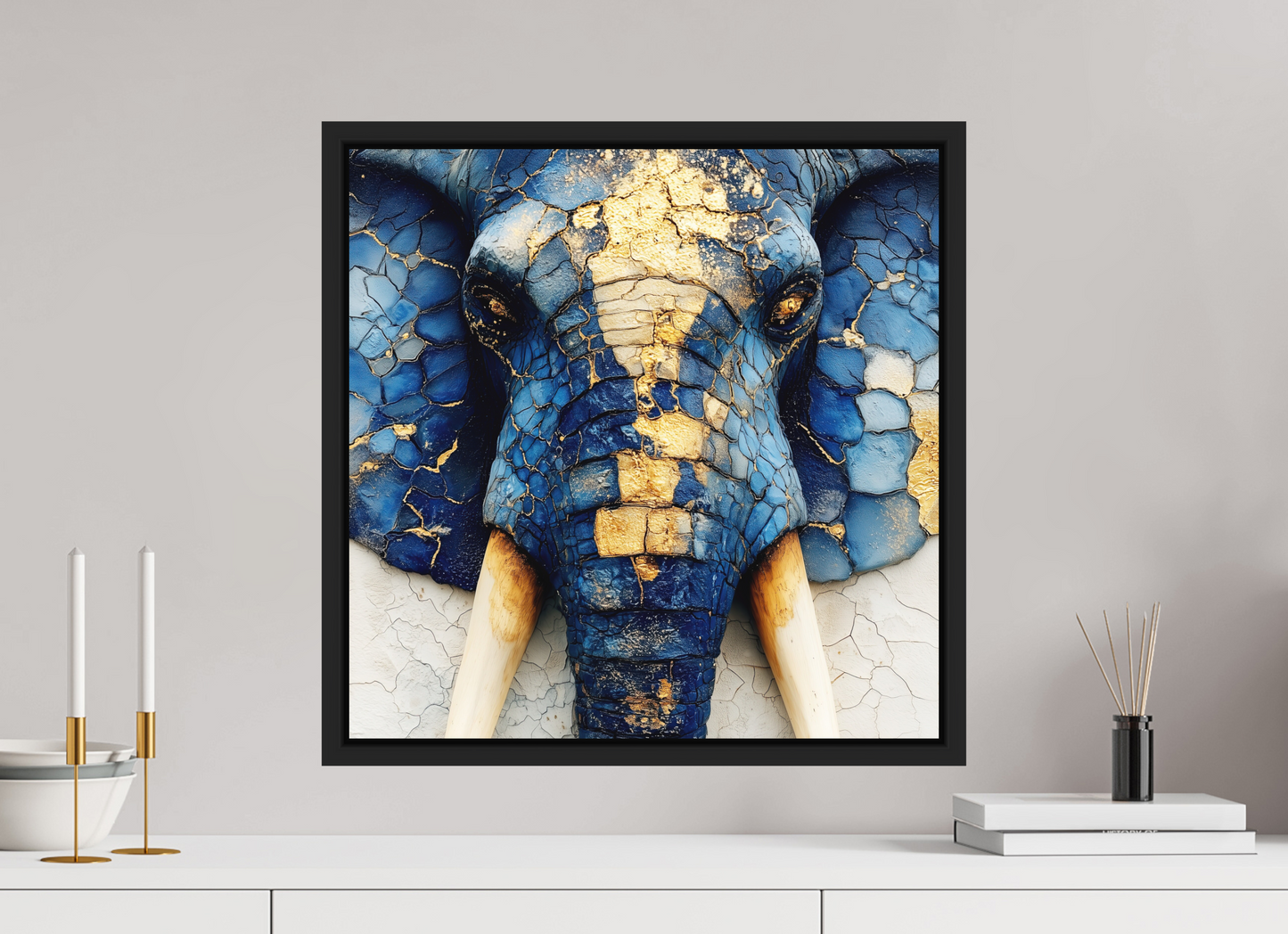 20 x 20″, Photo Print on Aluminum Backing with boarder Elephant