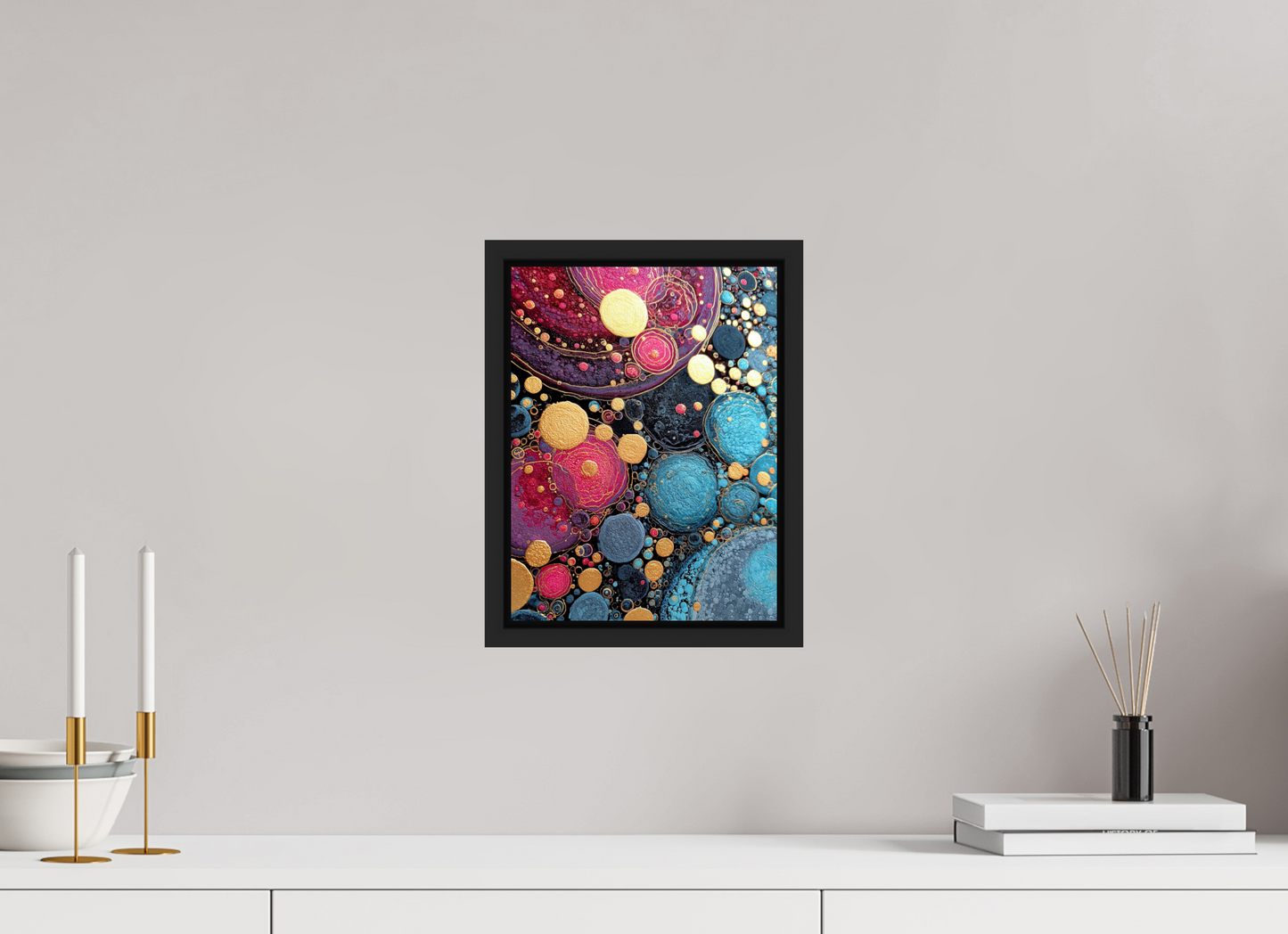 9 x 12″, Fine Art Print on Aluminum Dibond with Boarder Abstract Circles