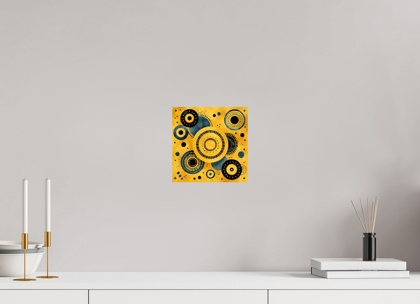 8 x 8″, Fine Art Print On Aluminum Dibond Yellow & Blue