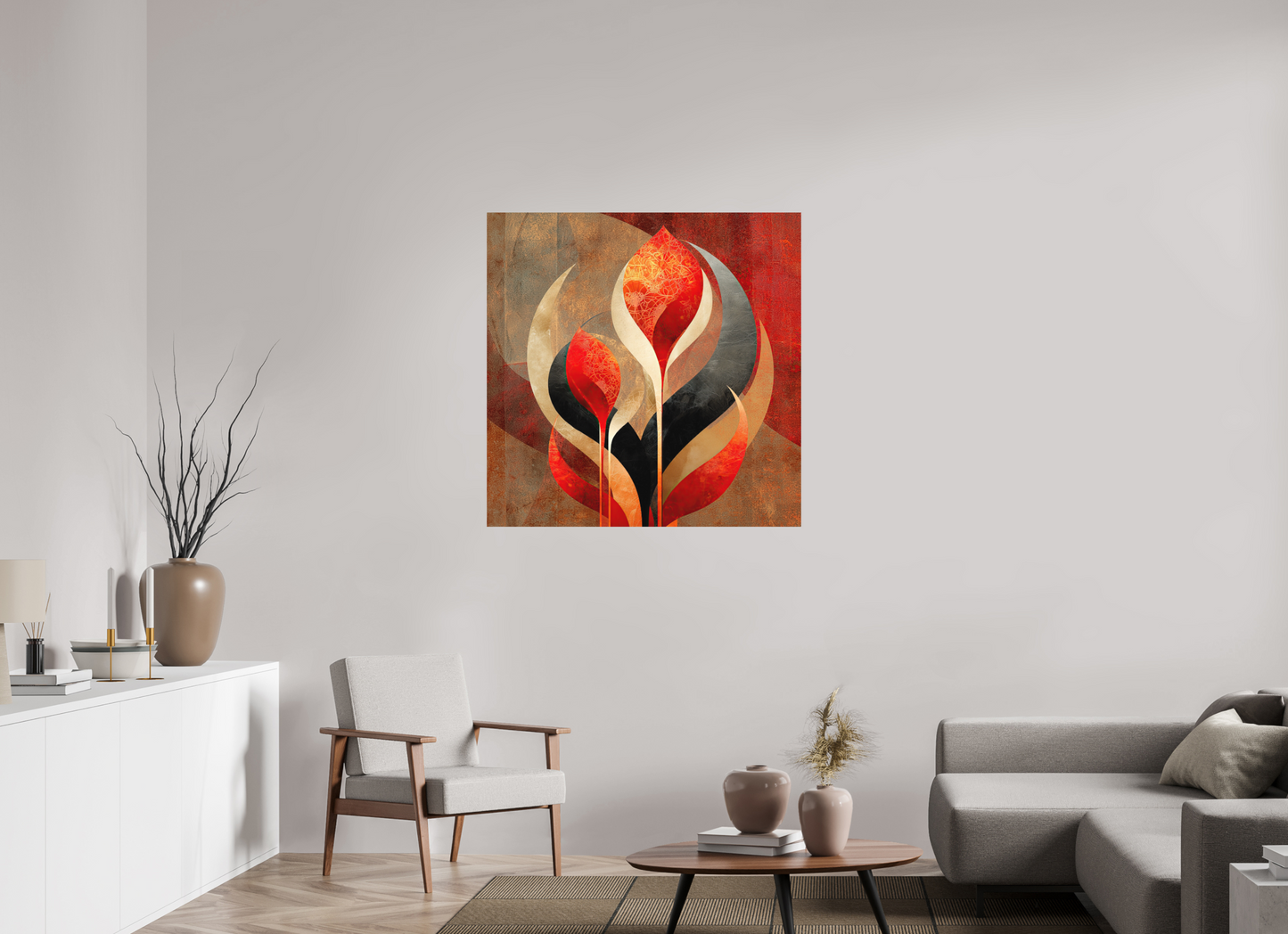 40 x 40″, Photo Print on Aluminum Backing Abstract Flowers 1