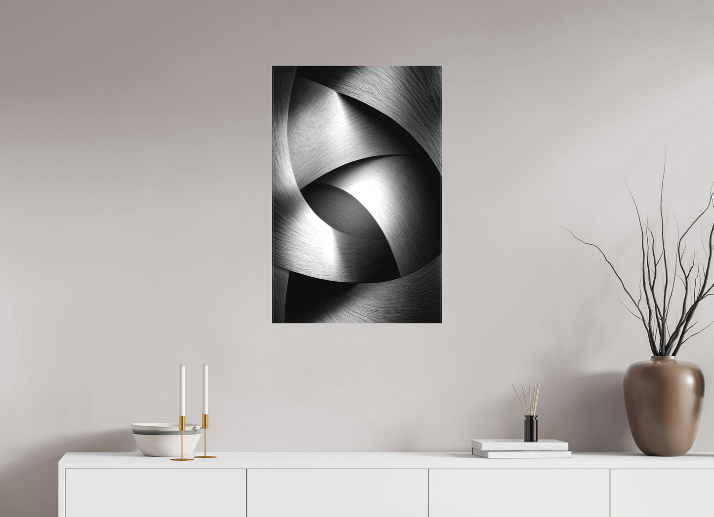 20 x 30.6″, Textile on Canvas Abstract B&W 4