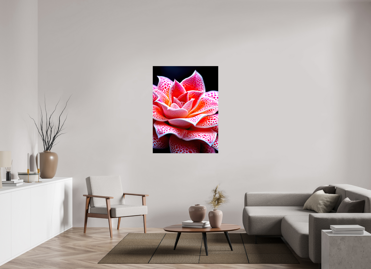36 x 48″, Glossy Canvas Red Dot Flower