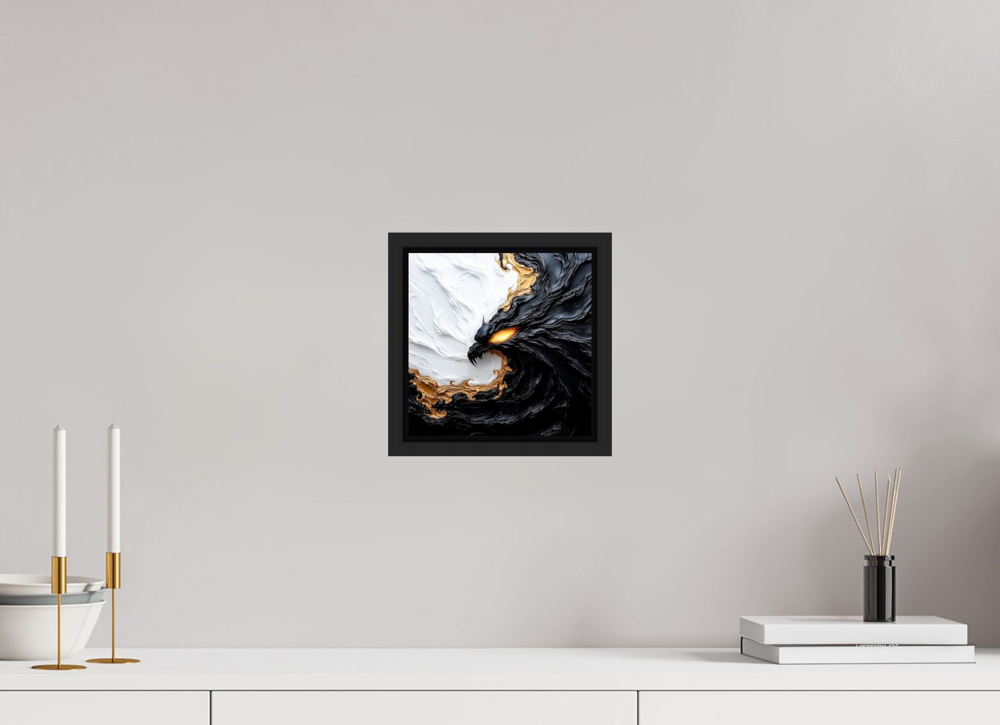 8 x 8″, Fine Art Print on Aluminum Dibond with Boarder Yin Yang Bird