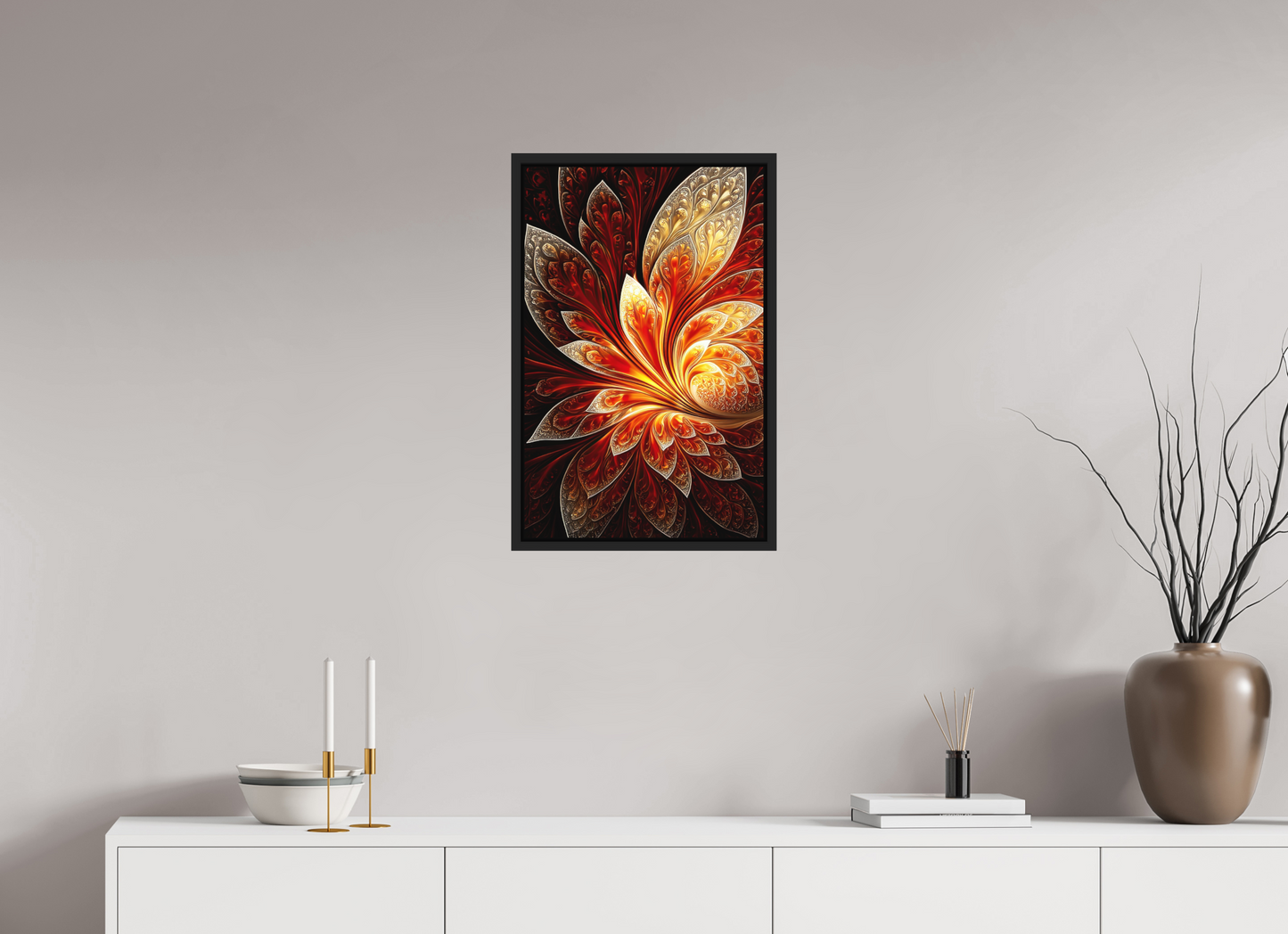 16 x 24.8″, Photo Print on Aluminum Backing with boarder Abstract Fire Flower