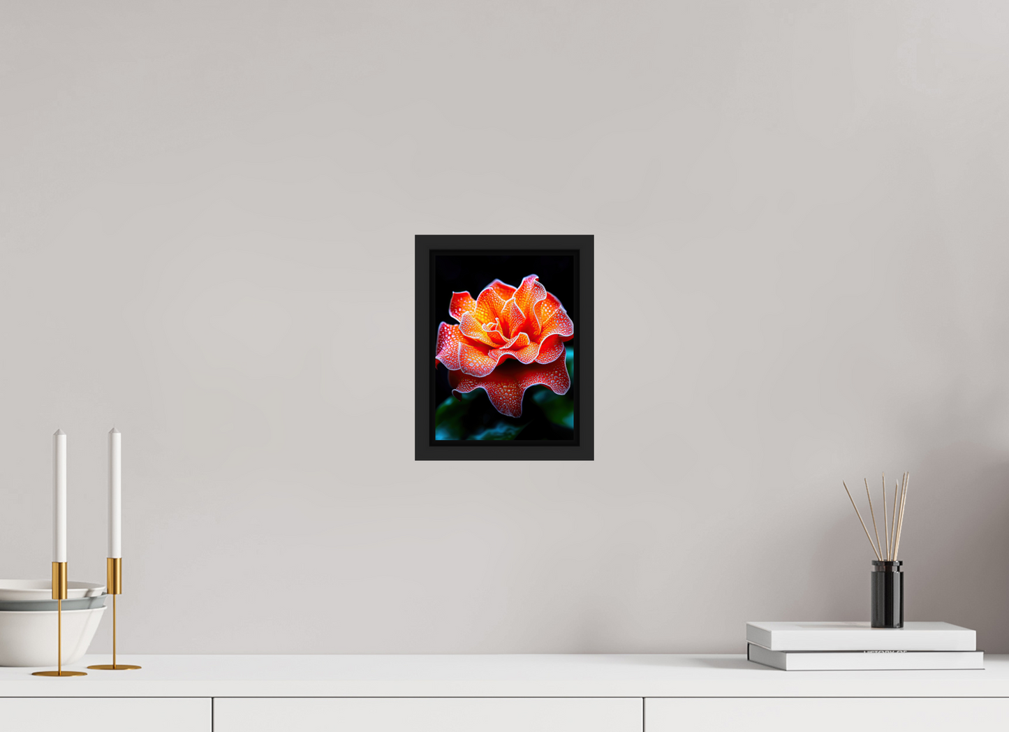 6 x 8″, Fine Art Print on Aluminum Dibond with Boarder Orange Flower