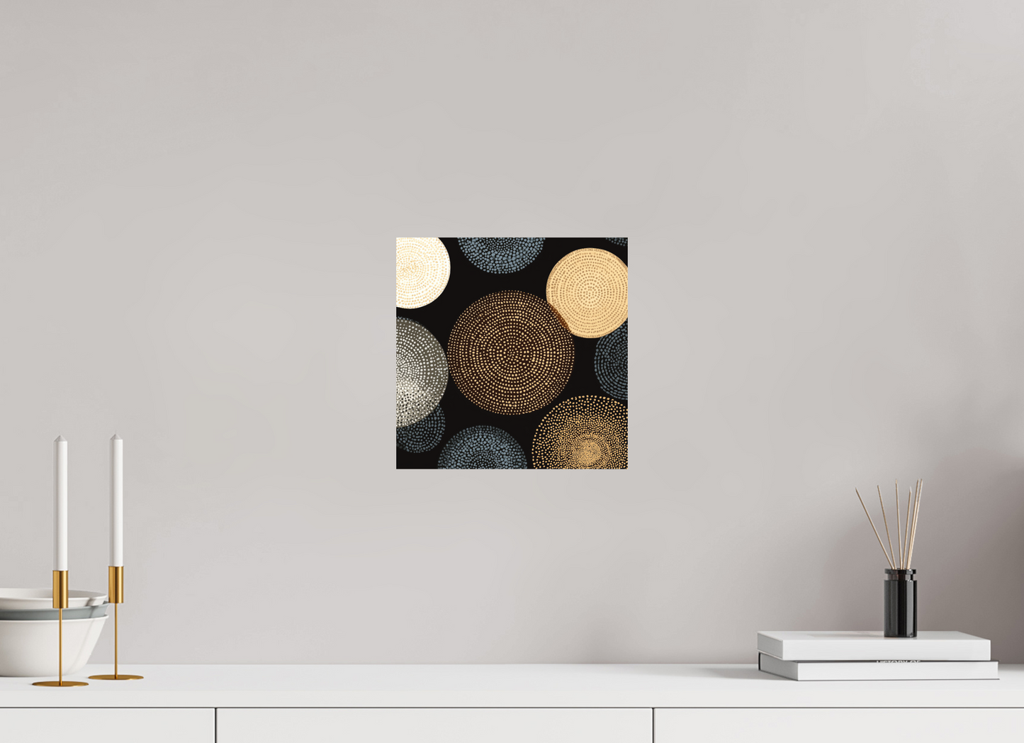 10 x 10″, Photo Print on Aluminum Backing Dot Circles