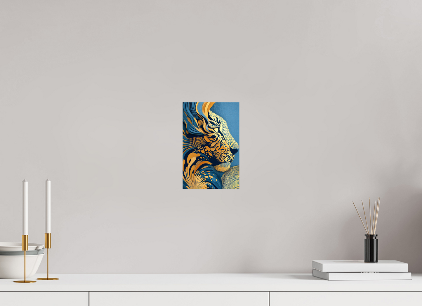 6 x 9.1″, Fine Art Print On Aluminum Dibond Yellow & Blue Cheetah