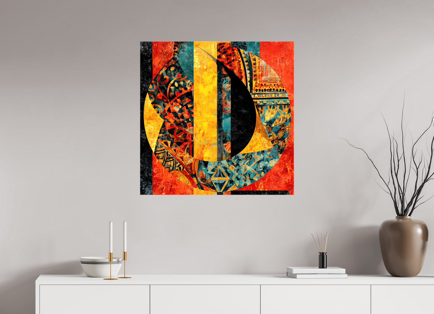 30 x 30″, Glossy Canvas Tribal Circle 2