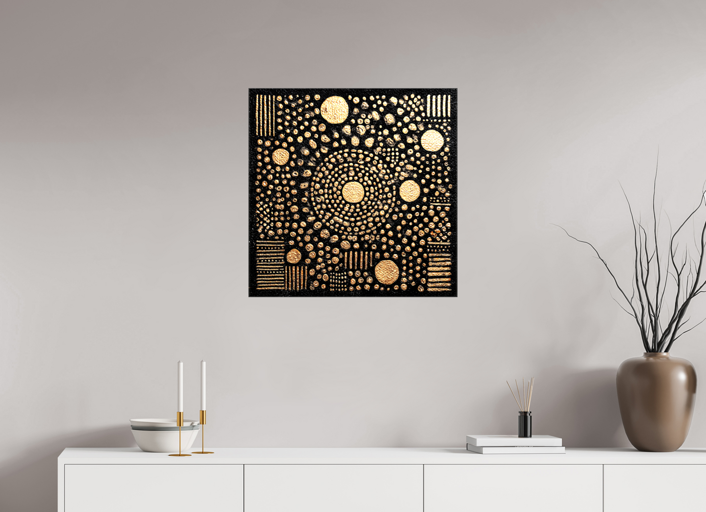 25 x 25″, Glossy Canvas Gold QR