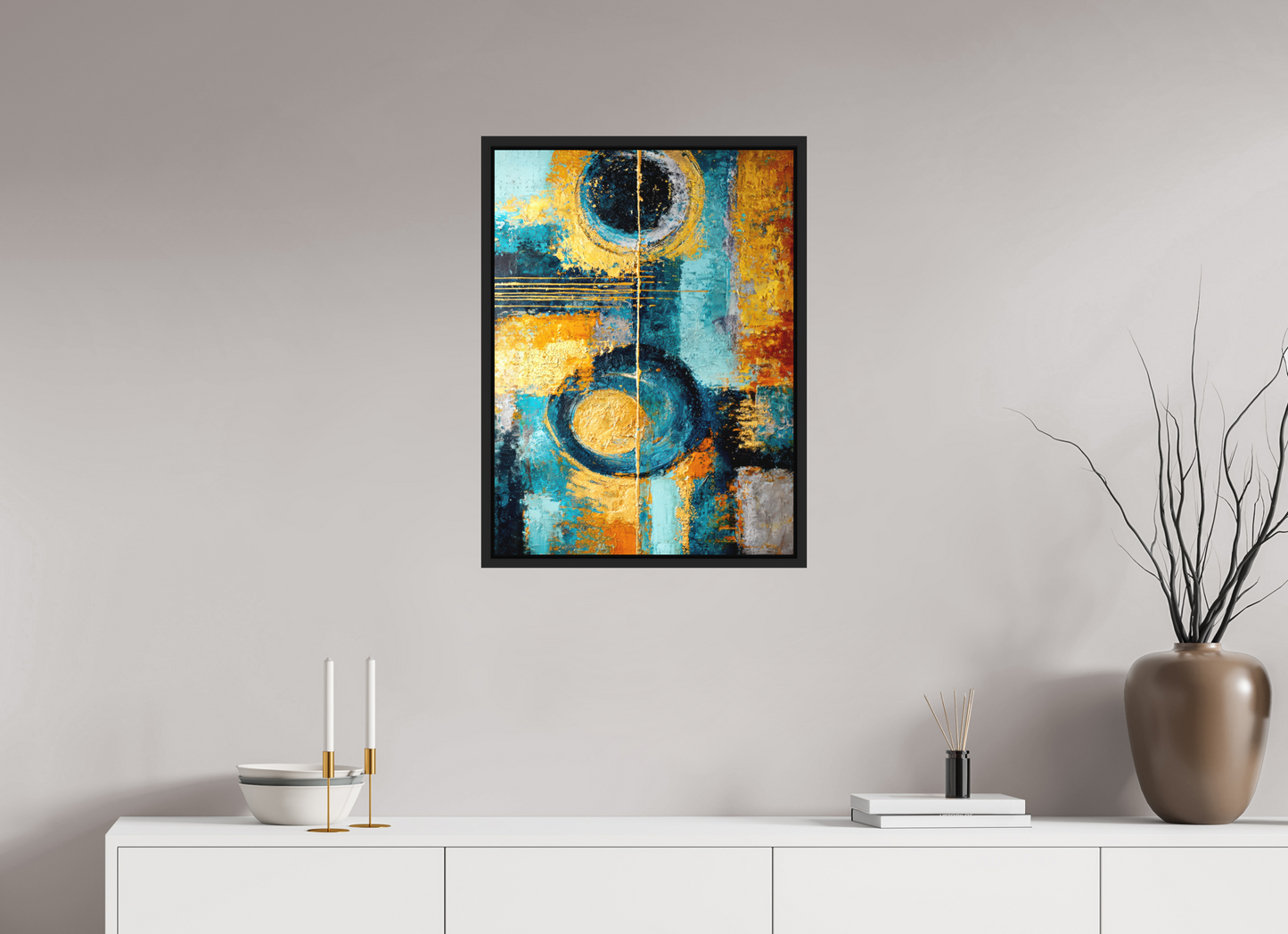 20 x 27.1″, Photo Print on Aluminum Backing with boarder Abstract Gold Paint