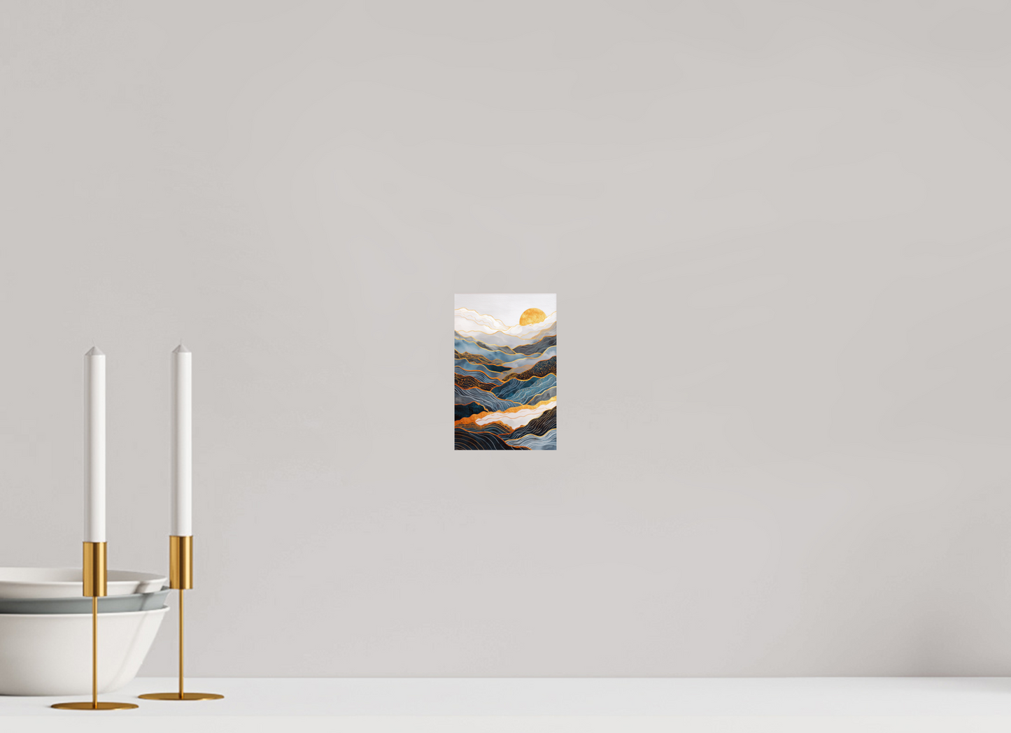 4 x 6.2″, Fine Art Print On Aluminum Dibond Abstract Art Deco Mountains