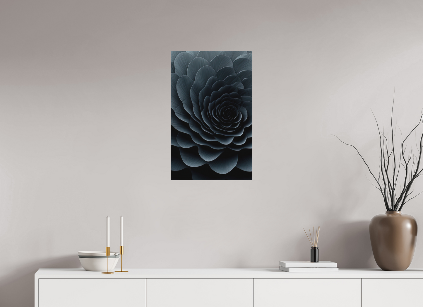 16 x 25.7″, Textile on Canvas Dark Flower