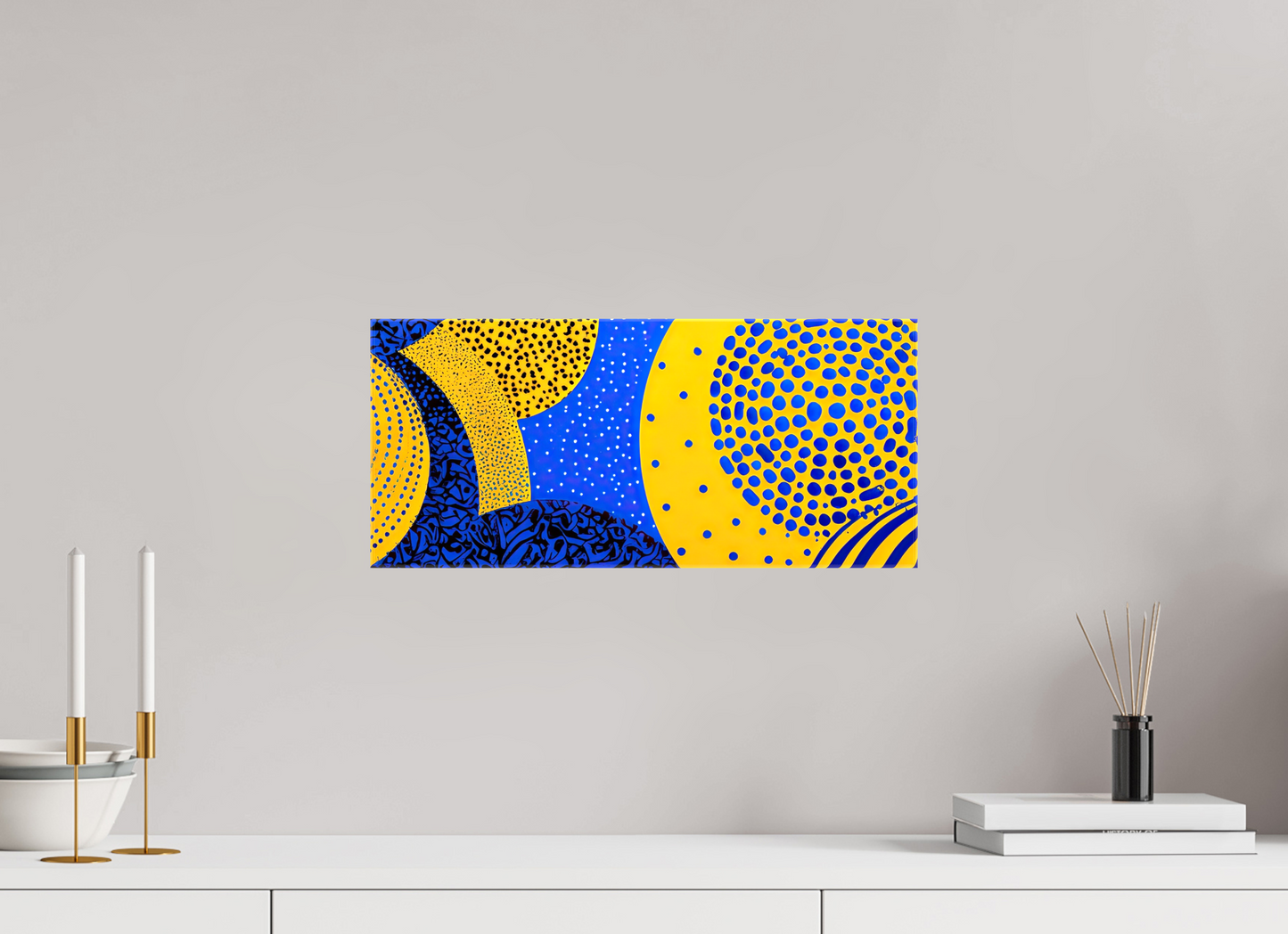 18 x 8″, Glossy Canvas Yellow & Blue 2