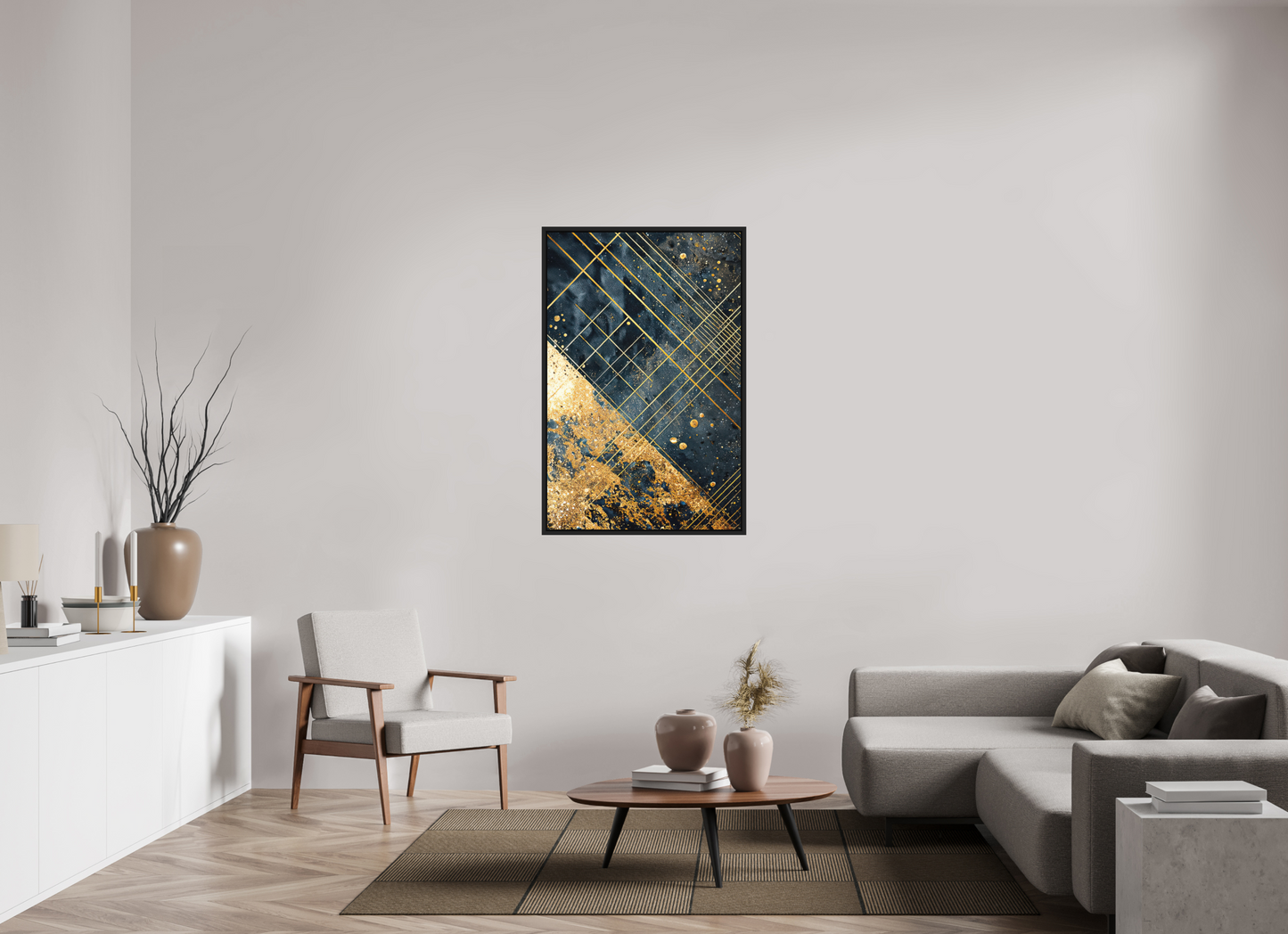 31 x 47.6″, Photo Print on Aluminum Backing with boarder Art Deco Gold Lines