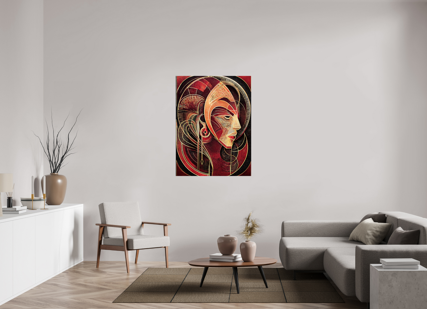 36 x 48″, Glossy Canvas Art Deco Face